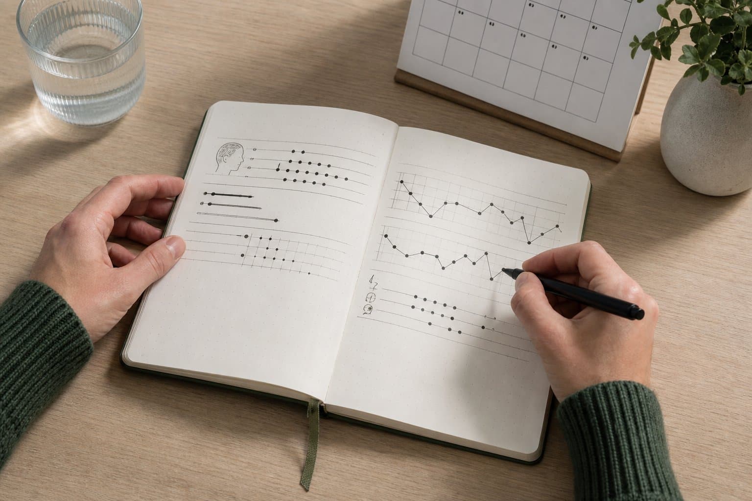 Hodepinekalender med dager og symptomer
